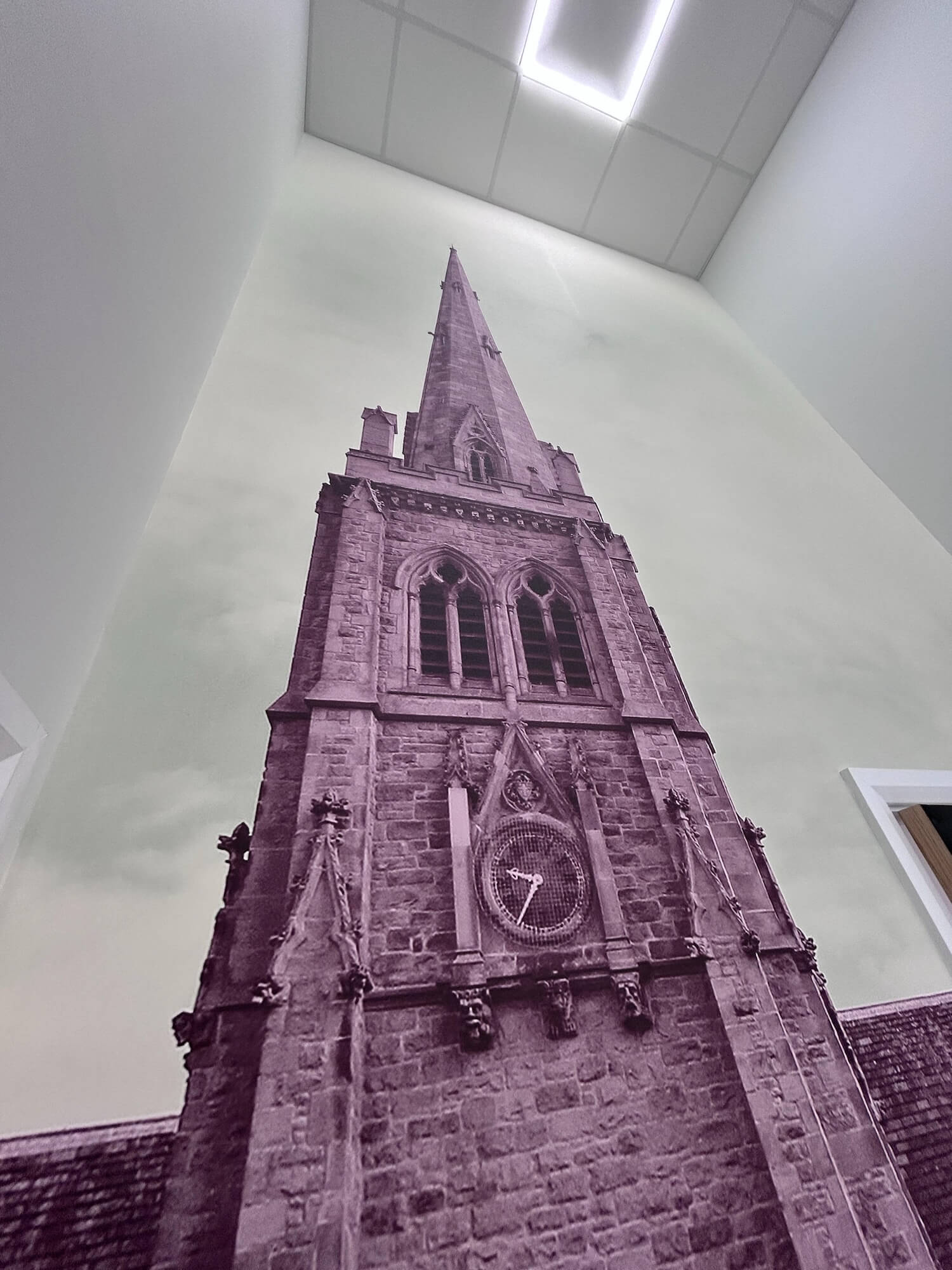 Church spire mural, commercial office