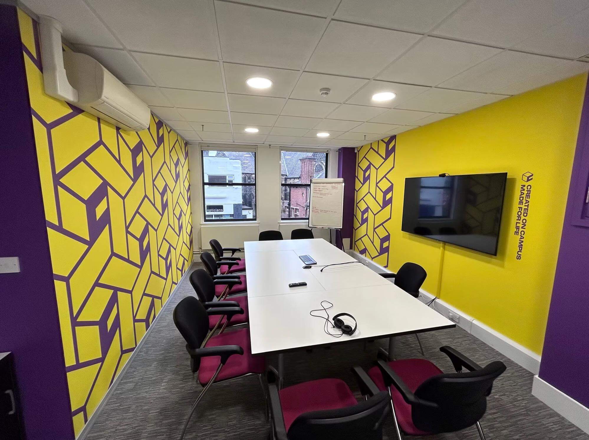 Branded yellow office wrap