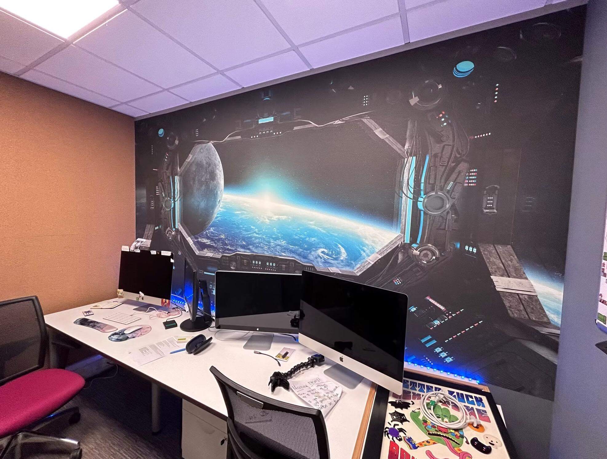 Space station office wall mural